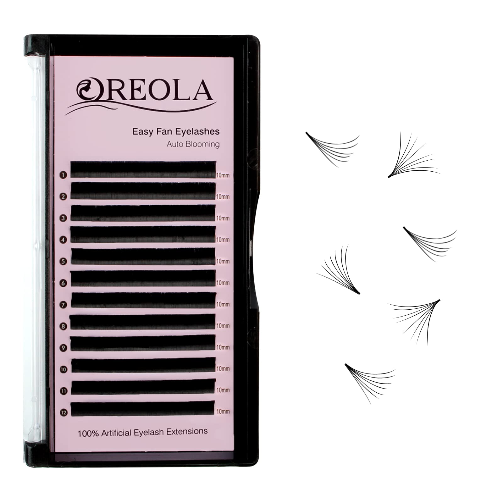 Oreola Easy Fan Lashes Single Size Volume Eyelash Extensions C Cur Self-Fanning Eyelashes for Volume Technology 10 mm Length Temperature up to 90°C — image 1