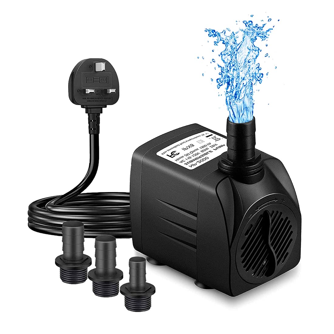 OPDUO 25W Submersible Pump, 400GPH 1500L/H Ultra-Quiet Fountain Water Pump, Detachable and Cleanable Water Pump Replacement Pump for Pet Fountains, Hydroponics with 6.56Ft Power Cord and 3 Nozzles