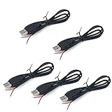 Jienk 5Pcs 3.2Ft 22AWG USB 2.0 Male 2Pin Pigtail