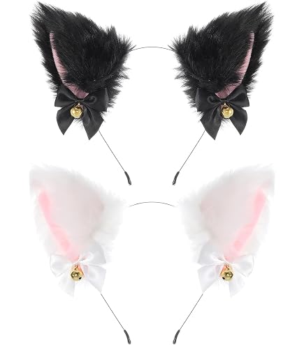 Serre-Tête Oreilles De Chat - Lot De 2 - Noir - Pour Déguisement, Halloween, Cosplay, Fête - Enfant/Adulte - 7
