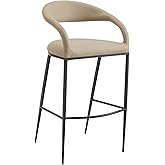 Armen Living Ramona 26" Counter Stool with Matte Black Iron and Beige Faux Leather