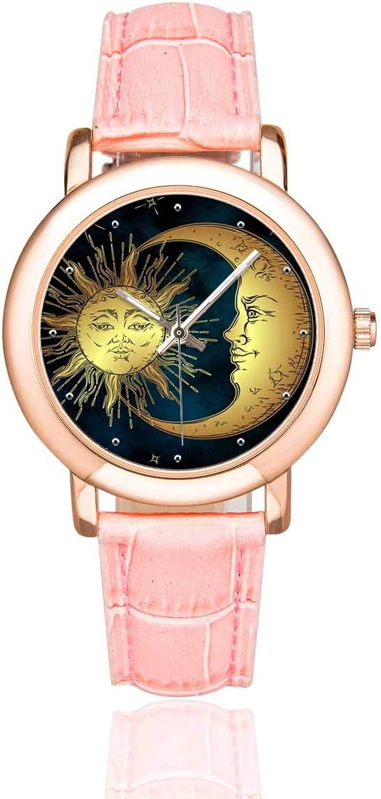InterestPrintAbstract Paisley Mandala Women's Rose Gold-plated Watch Pink Leather Strap Wrist Watches