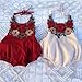 Baby Girl 3D Flower Applique Halter Floral Romper,Backless Bodysuit,Ruffle Sunsuit (0-6 Months, Red)