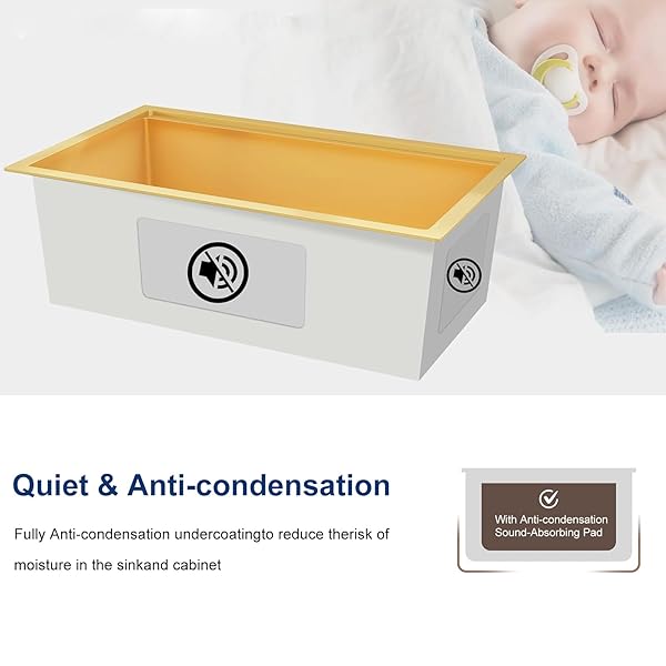 GZOII GOLD UNDERMOUNT WORKSTATION KITCHEN SINK, GOLD DECOR 30 INCH STAINLESS STEEL SINGLE BOWL KITCHEN SINK WITH ACCESSORIES, 30×18×9 INCH