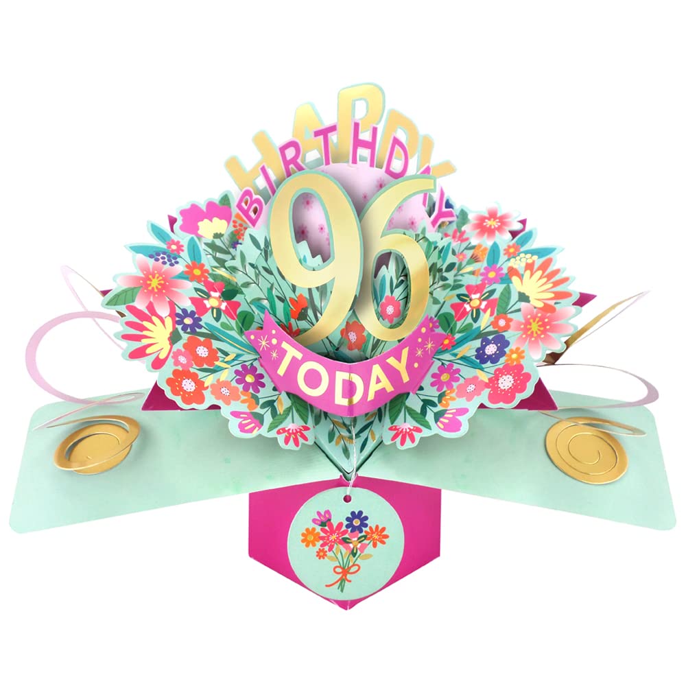 Happy 96th Birthday 96 Today Pop-Up Greeting Card Love Kate's Pop Up Cards Her POP215MC96