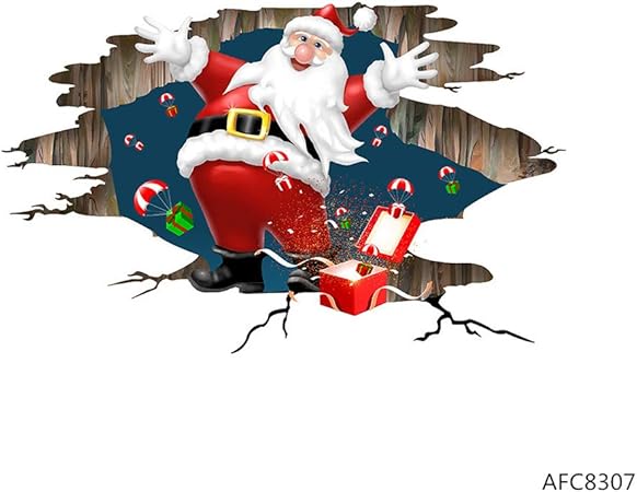 Babbo Natale Cartoni.Redcolourful Adesivo Da Parete Con Pavimento In Cartone Animato Babbo Natale 3d Per La Decorazione Domestica Di Natale Afc8307 Amazon It Casa E Cucina