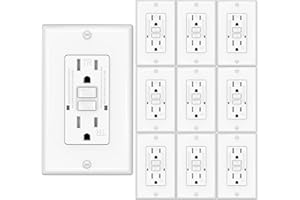 OMEENET 15 Amp GFCI Outlet (Upgraded) Tamper Resistant, Self Test GFI Receptacle with LED Indicator, 15Amp Ground Fault Interrupter GFCI Outlet Receptacle for Indoor Outdoor, UL Listed White (10 Pack)