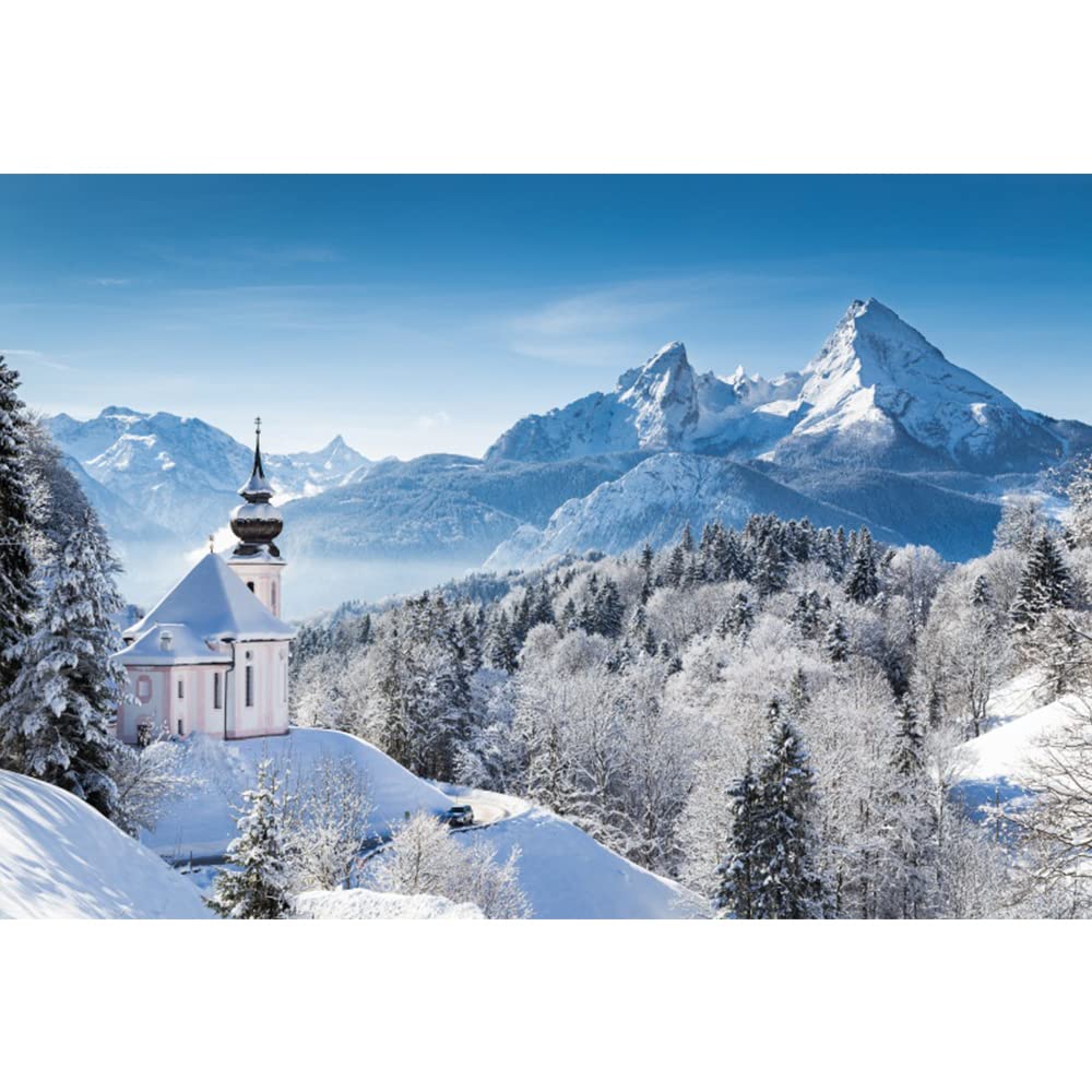 Aoihrraan 7x5ft Winter Scene Backdrop Nature Landscape Snow House Mountains Forest Snowscape Christmas Photography Background Holiday Outdoor Travel Kids Adults Artistic Portrait Photo Studio Props