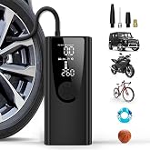 Yawyard Tire Inflator Portable Air Compressor/Pump for Car Tires w/Digital Tire Pressure Gauge - Air Compressor (120 PSI) - Motorcycle, Electric Bike Pump and Bicycle Pump w/LED Light