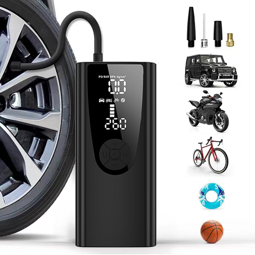Photo 1 of Yawyard Tire Inflator Portable Air Compressor/Pump for Car Tires w/Digital Tire Pressure Gauge - Air Compressor (120 PSI) - Motorcycle, Electric Bike Pump and Bicycle Pump w/LED Light