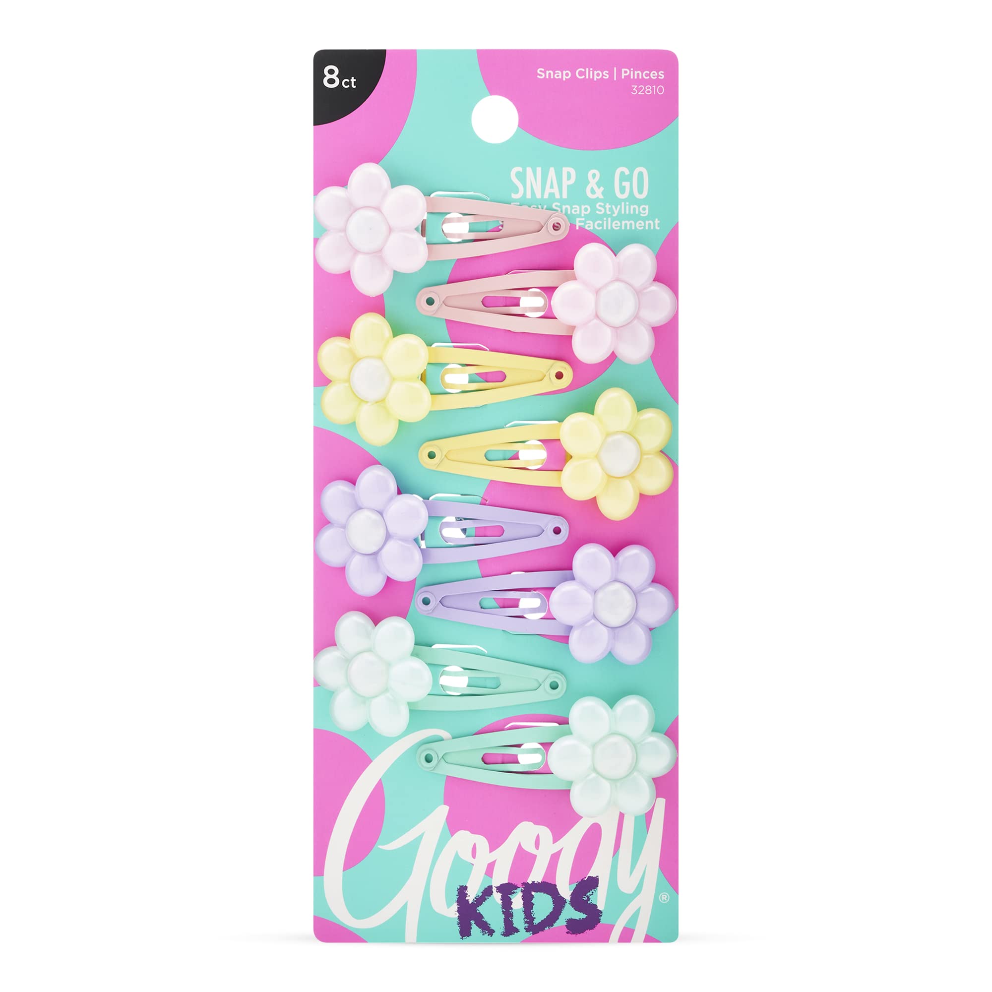Photo 1 of Goody Kids Mini Epoxy Contour Snap Clips - 8 Count, Daisy Charm - Just Snap Into Place - Suitable for All Hair Types - Pain-Free Hair Accessories for Women and Girls - All Day Comfort