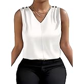 Eytino Plus Size Tank Tops for Women Dressy Casual V Neck Sleeveless Pleated Loose Summer Basic Blouses Shirts(1X-5X)
