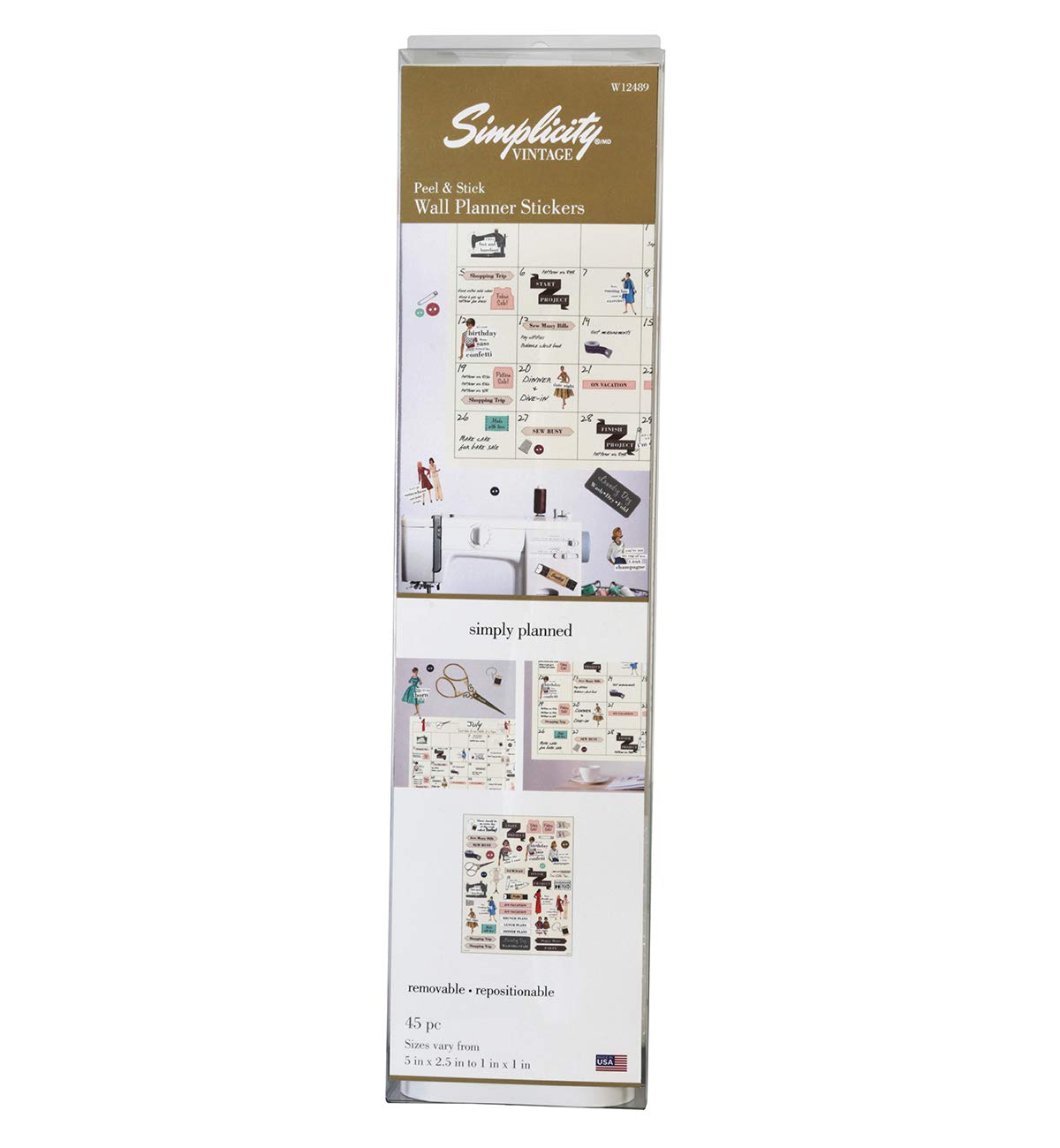 Simplicity Vintage Wall Planner Decorative Stickers, Paper, Multi, One Size