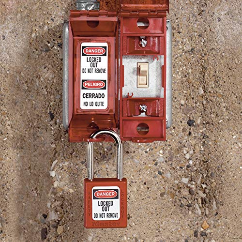 Master Lock 496B Lockout Tagout Universal Wall Switch Cover, Red 0.312
