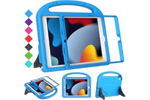 SUPLIK Kids Case for iPad 9th/8th/7th Generation - iPad 10.2 inch 2021/2020/2019 Case with Built-in Screen Protector, Durable Shockproof Handle Stand Kids Case for Apple iPad 7/8/9 Gen, Blue