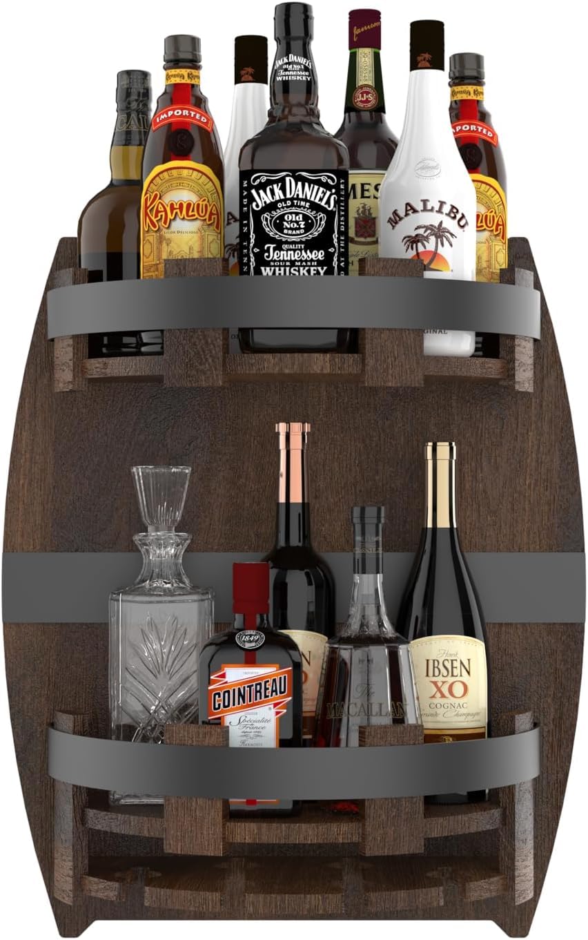Model Whiskey Rack WYJREES Whiskey Barrel Rack,Vintage Wall Mounted Wine Rack for Kitchen ...