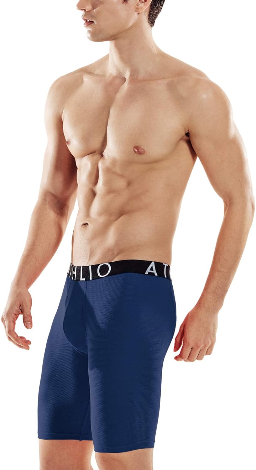ATHLIO Men's (Pack of 3) Relaxed Stretch Open-Fly Cool Dry Brief Mesh Underwear Trunk: Clothing