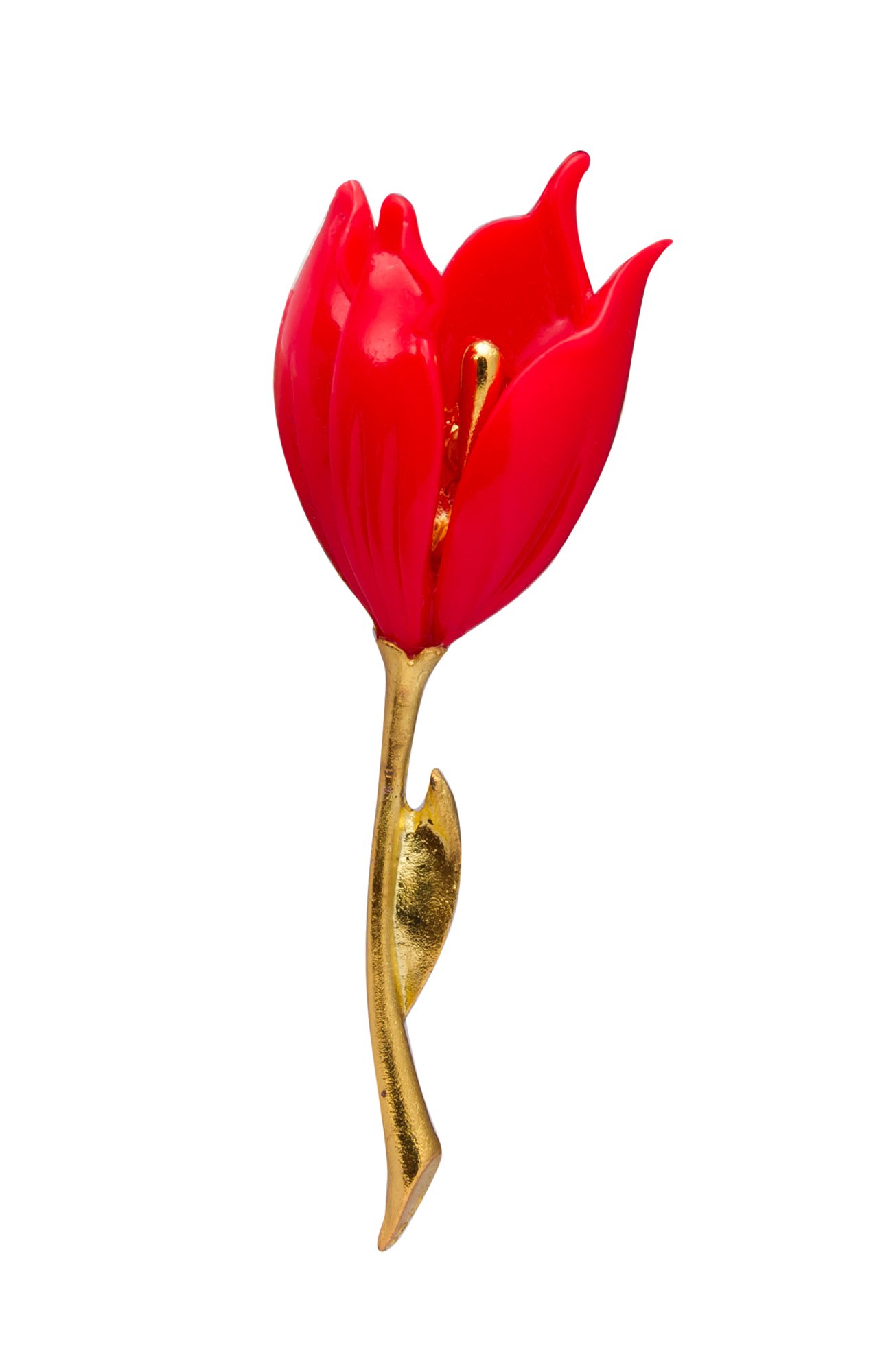 Brooch Lapel Pin for Men Red Rose with Gold Stem Lapel Pin Red Badge Coat Suit Wedding Gift Party Shirt Collar Accessories