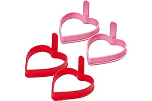 Heart Silicone Pancake Molds, 4 Pack Silicone Pancake Molds for Heart Shape Pancakes, Pancake Maker Mould Egg Rings for Gridd