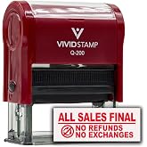 All Sales Final No Refunds No Exchanges (Vector) Self Inking Rubber Stamp (Red Ink) - Q-200