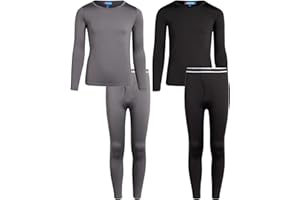 ONLY BOYS Thermal Underwear Set – 4 Piece Brushed Fleece Top and Long Johns (2T-16)