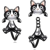 ZADIUA Cat Earrings 925 Sterling Silver Cat Stud Earrings Animal Jewelry Christmas Gifts for Women