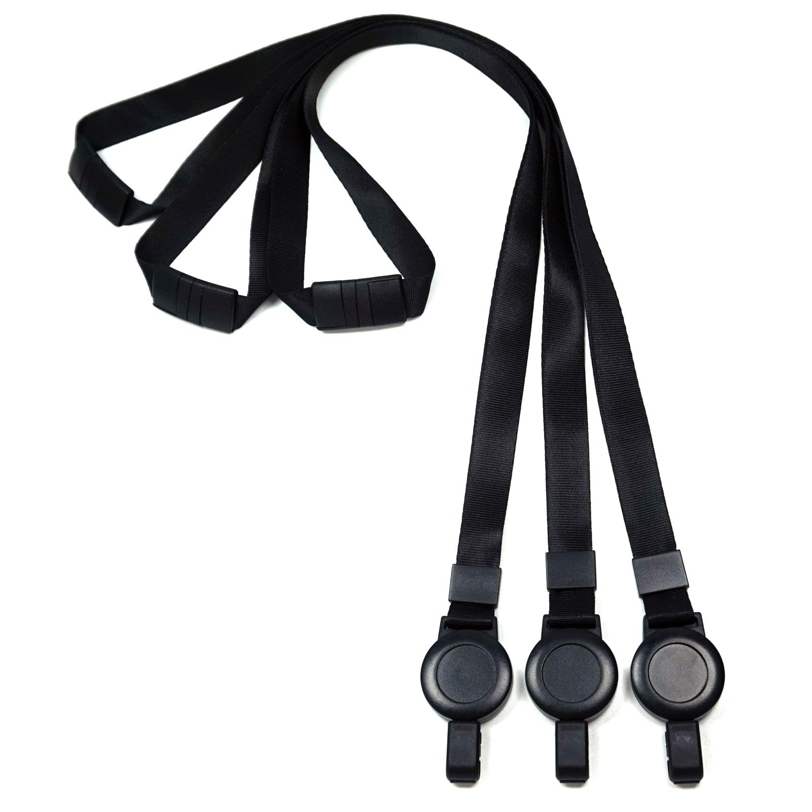 MICREEN 3 Pack Lanyards for ID Name Badge Holder, Attaches Retractable Neck Lanyard, 20 inches Soft Flat Nylon Lanyard for Office, School (Black), Black, Medium