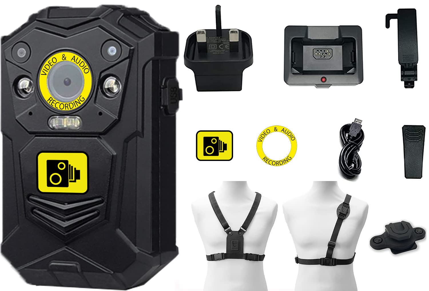 Recall Stealth 64GB Wearable Body Camera Bodycam and Accessories - Personal Protection, Door Staff, Doorman, Bouncer, SIA Security Camera Safety Cam
