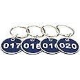 Aluminum Alloy Metal Key Tag Set, Number ID Tags Key Chain, Numbered Key Rings, 50 pieces - Blue -1 to 50