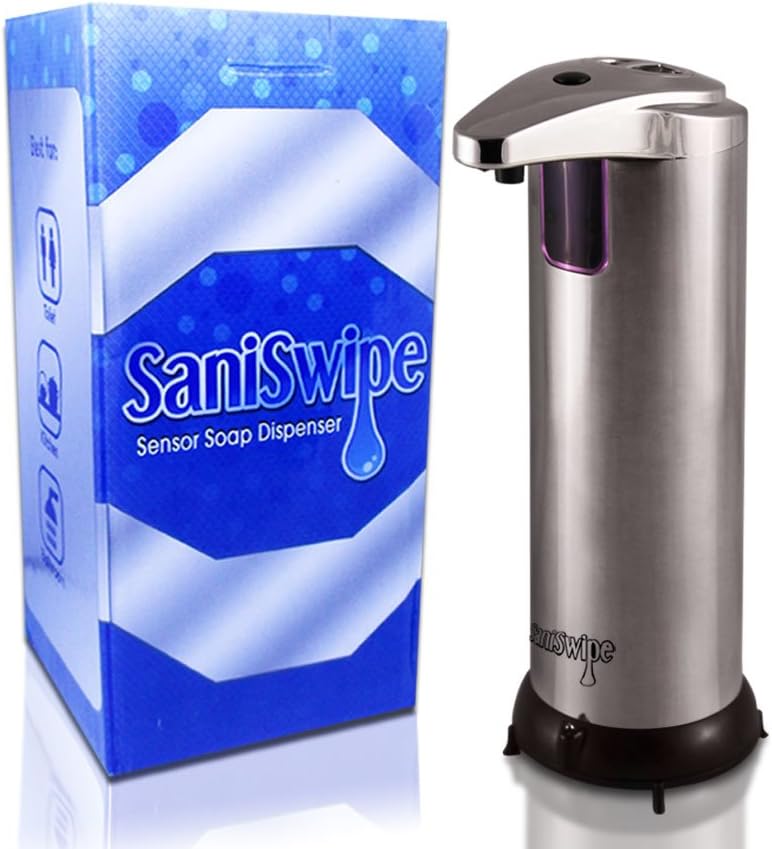 Saniswipe Premium Automatic Hands-Free IR Sensor Soap Dispenser - Perfect for Dishwashing Liquids, Hand Soap, Hand Sanitizer