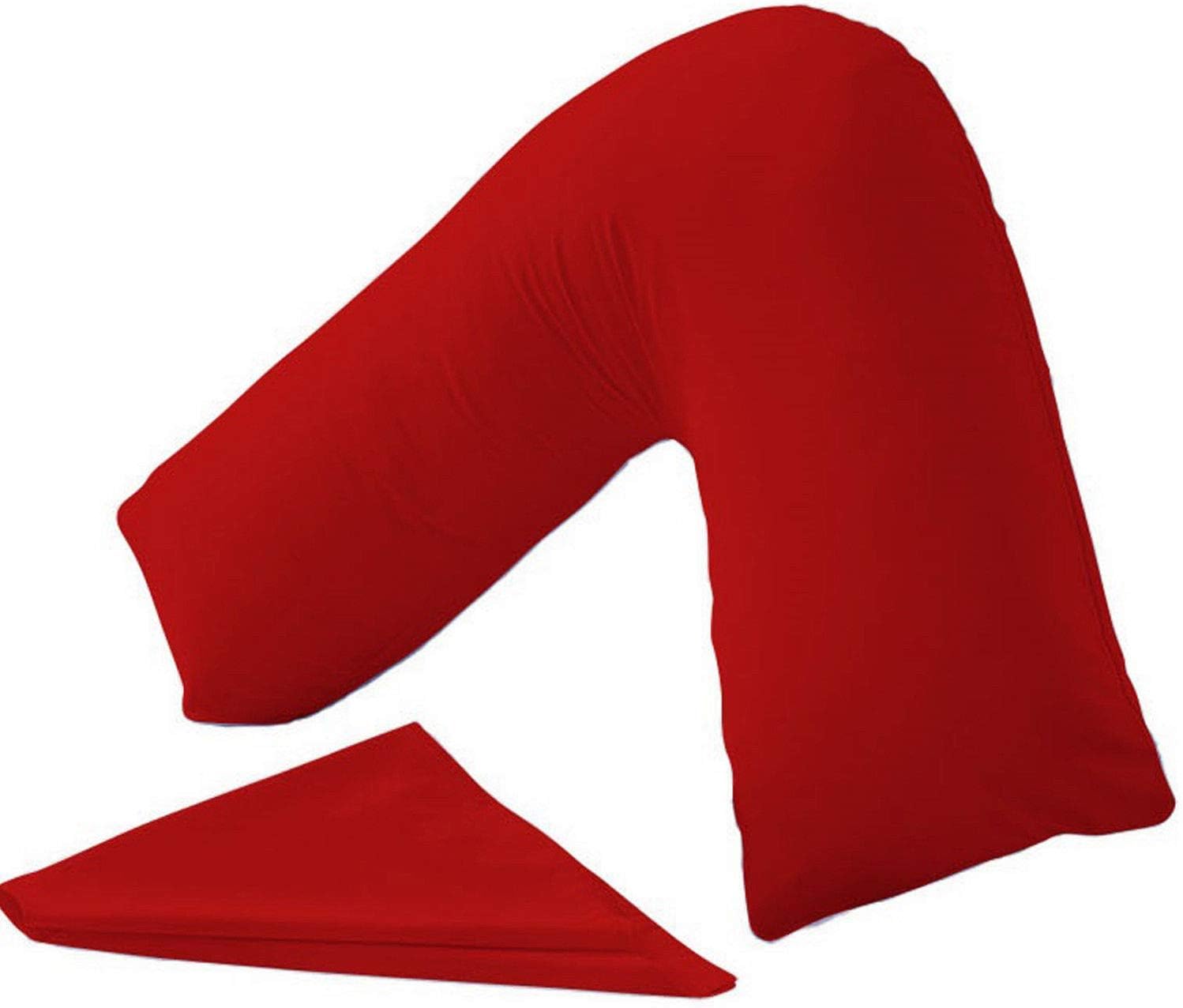 Wholesale Plain Polycotton Back & Neck Support V Shaped Pillowcase Orthopedic/Pregnancy/Nursing Pillow Case Cover Only (Red)