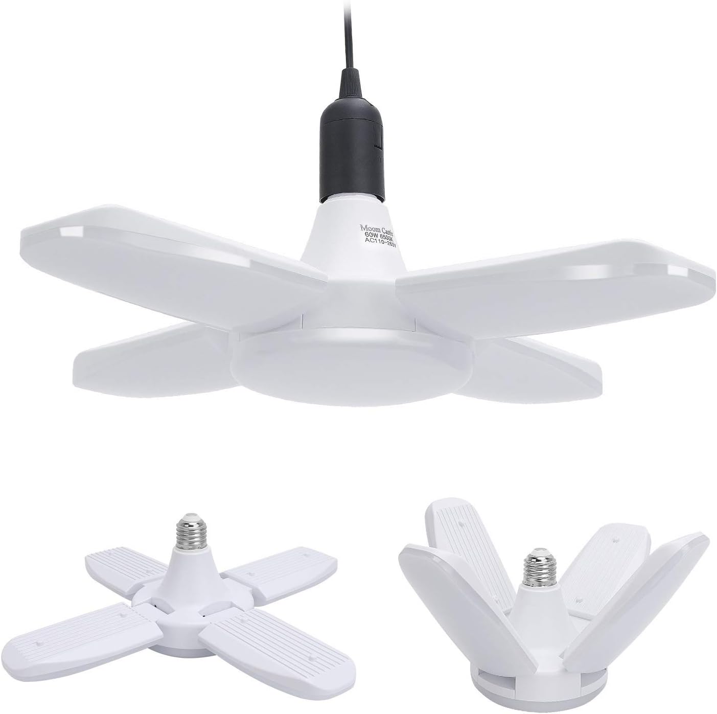 LED Garage Lights, 1 Pack 60W Adjustable Trilights LED Garage Ceiling Light,6000Lumens LED Garage Ceiling Light, CRI 80, 6000k Nature Light for Garage,Warehouse: Home Improvement