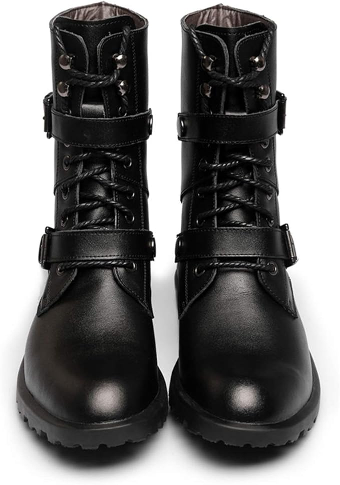 black leather casual boots