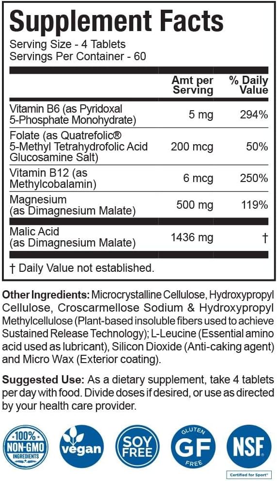 MagSRT - Jigsaw Health - Premium, Organic, Slow Release Magnesium Supplement - Active, Bioavailable Magnesium Malate Tablets with B-Vitamin Co-Factors, 240 Tablets (1): Health & Personal Care