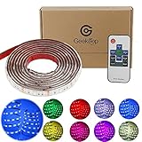 RF Wireless Remote Battery Powered LED Strip Light, GeeKeep Waterproof Flexible LED light Strip SMD 5050 LED Ribbon Light TV Backlight Background Bias Lighting Accent Light (2M/6.56ft)