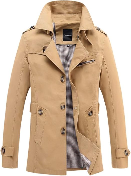 Amazon Habille メンズ 選べる2タイプ 裏起毛 Or 薄手 ショート丈 トレンチコート 大きいサイズ 秋春 冬コート アウター おまけ付 4タイプ コート ジャケット 通販