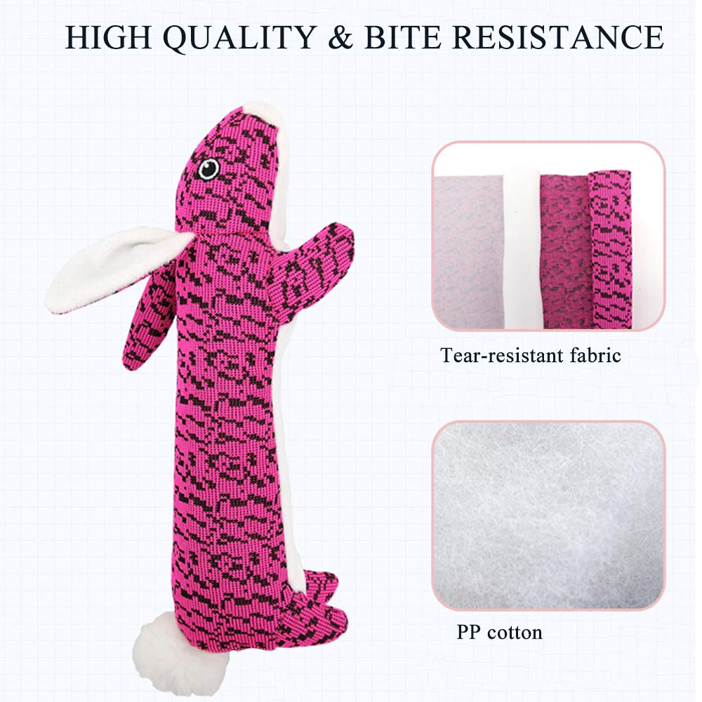 AXEN Cute Flyknit Durable Squeaky Rabbit Shaped Dog Toy for Aggressive Chewers, Rabbit Blue