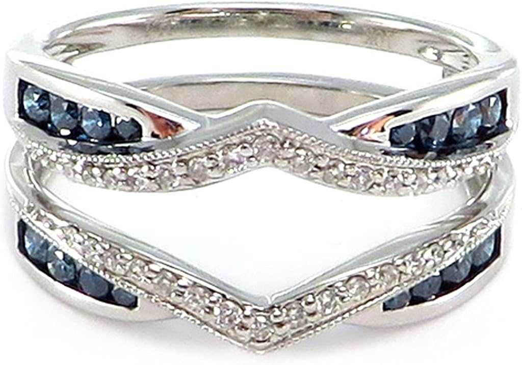 Blue Diamond Ring Wrap Guard Insert Enhancer 10k White Gold