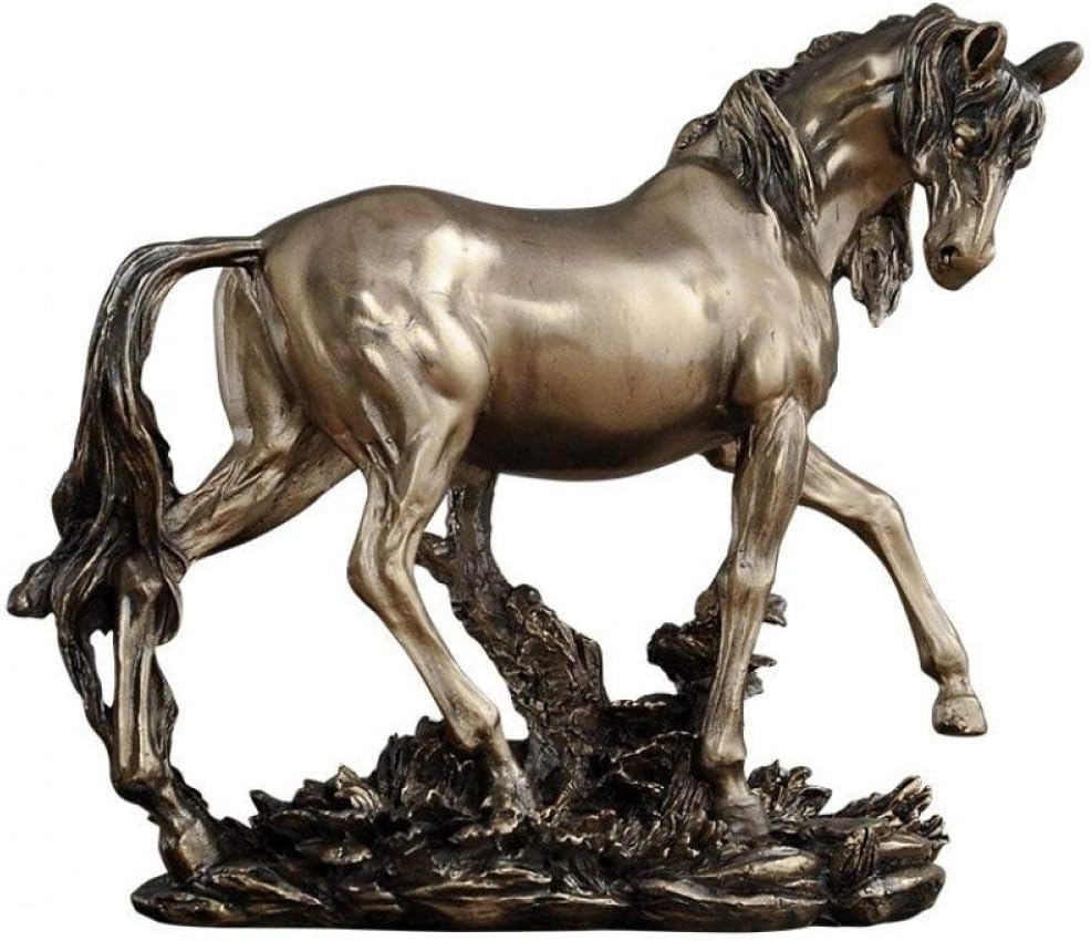 MRHUI Sculpture Statue,Novelty European Horse Statue Abstract Animal Figurine Bronze Horse Sculpture Resin For Wedding Ornament Crafts Arts Home Bedroom Decorations Living Room Office Decor
