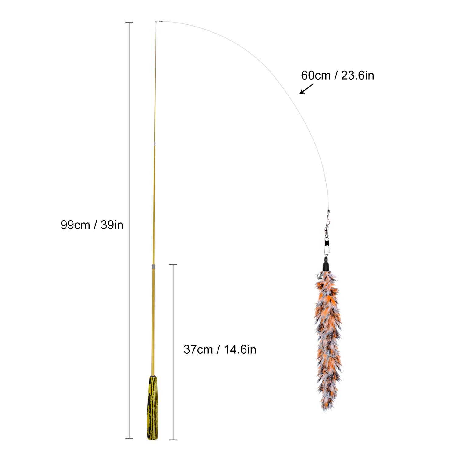 Legendog Cat Teaser Wand, Cat Wand Toy With Natural 9 Assorted Feather Teaser With Bell Refills, Interactive Cat Feather Toys For Kitten, Fun Exerciser Playing Feather Cat Toys