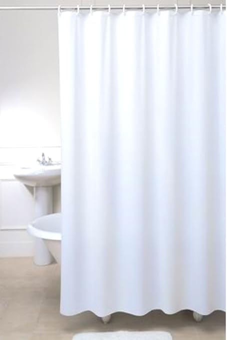 Fabric Bathroom Shower Curtain Plain White 180 X 180 Cm Extra Long