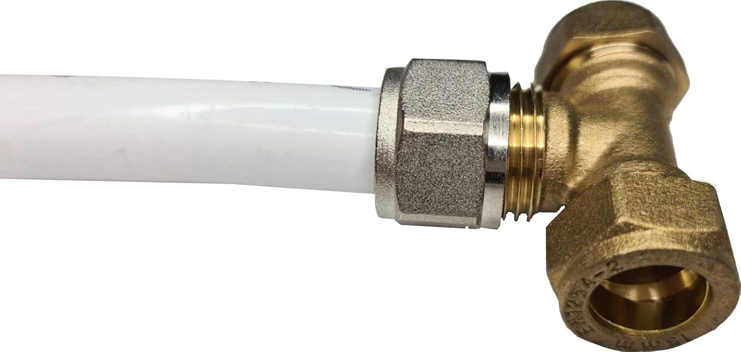 Wärmer System Brass Reducing Tee, 15mm Copper to 16mm Multilayer Pipe Compression Fitting - Image 5