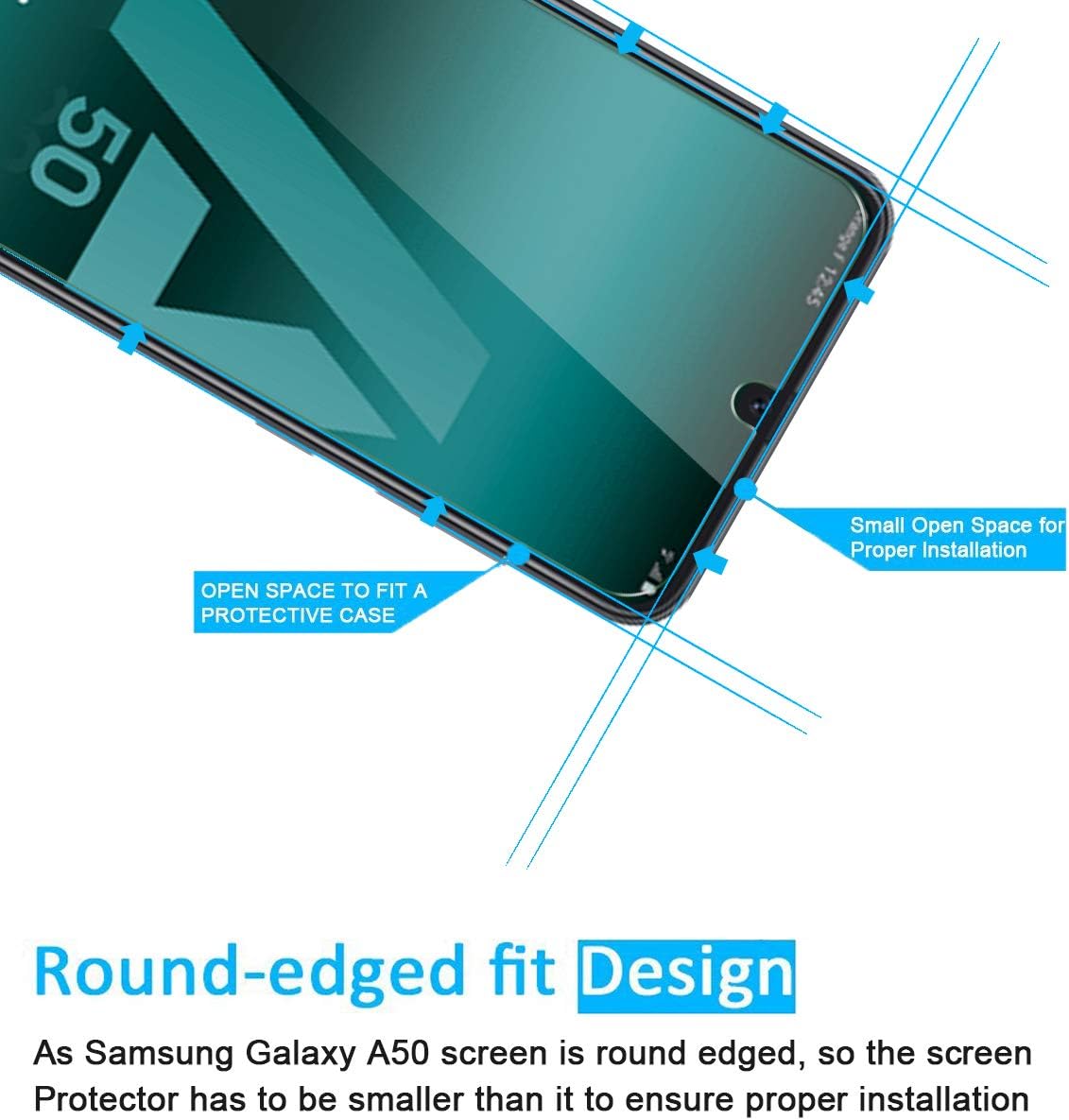 NEW'C 3 Pack Designed for Samsung Galaxy A50 (SM-A505F) Screen Protector Tempered Glass - Image 4