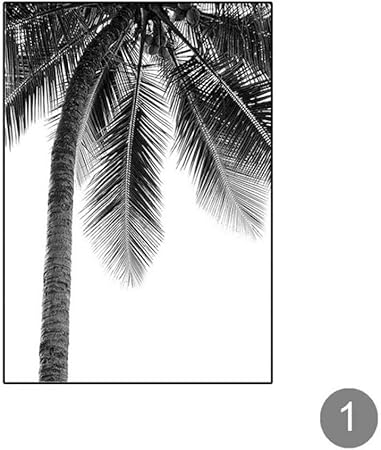 Gdfth Mural Tropical Palm Tree Toile Peinture Noir Et Blanc Plage