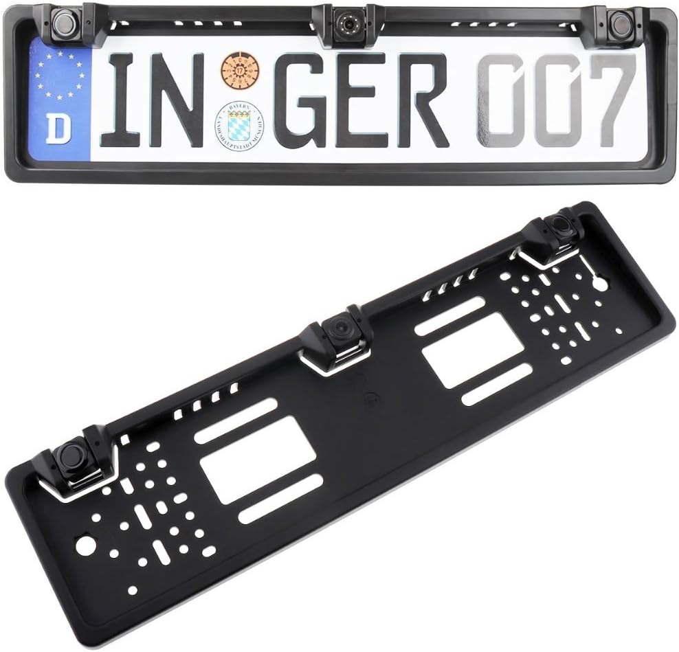 Homelink Auto License Plate Kit 170° Wide Angle Waterproof Car Rear View Reverse Reversing Parking Backup Camera LED IR lights Night Vision + 4.3 Inch" Monitor Choice (license R)