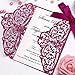 FEIYI 25 Pieces 5 x 7 inches Laser Cut Wedding Invitations Cards Free with Burgundy Color Ribbon for Birthday Baby Shower Wedding Rehearsal Dinner Invite (Burgundy)