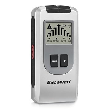 Excelvan AOK 6038 - Detector de Multifunción con Pantalla LCD (Detector de cables eléctricos, objetos metálicos, tuberías ocultas , madera), Plateado