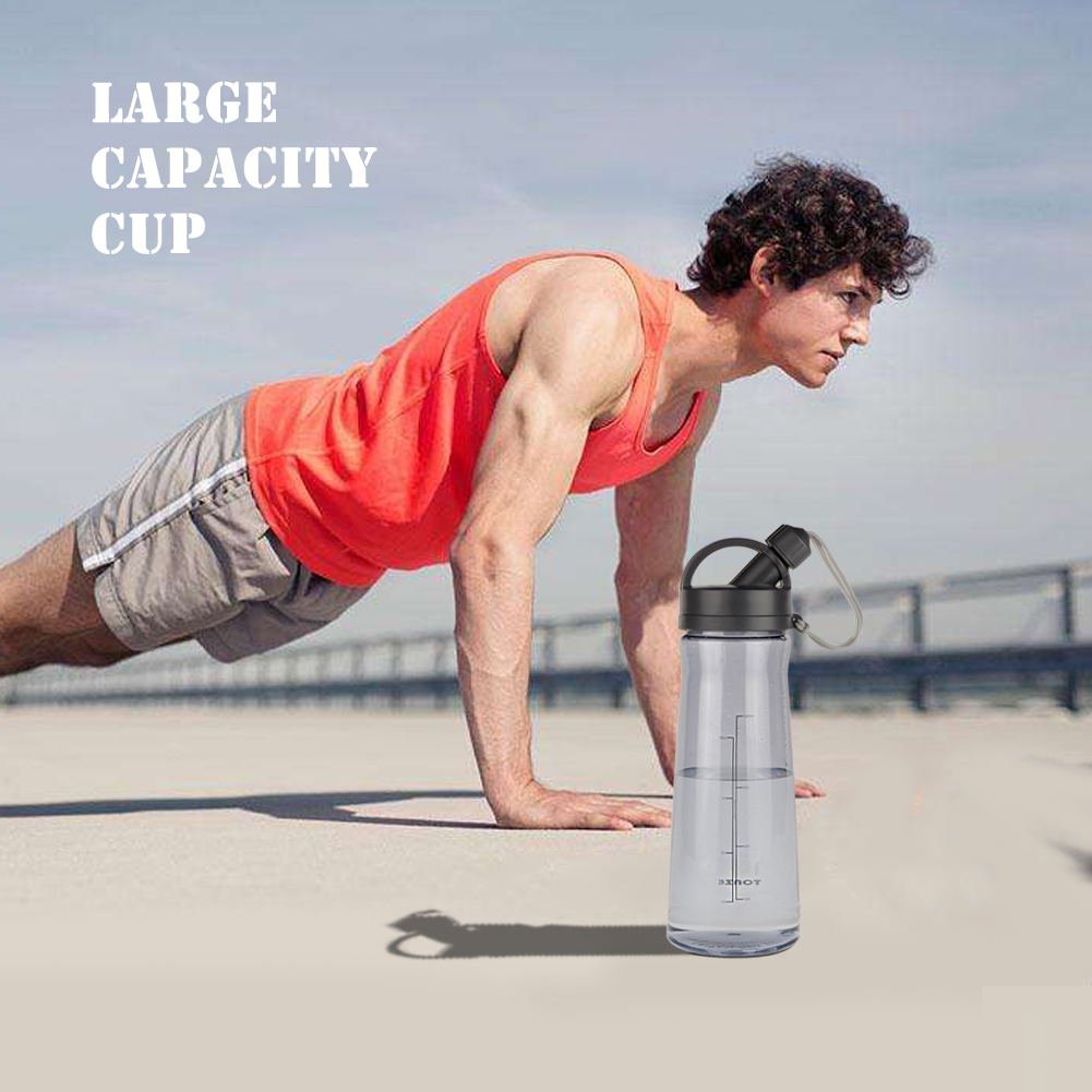 Bottiglia d\'acqua Sportiva - 1 Litro Bottiglia Acqua con Infusore BPA Free, a Prova di Perdite, Plastica Detox Bottiglie Acqua per Palestra, Sport, Yoga, la Corsa--Grigio