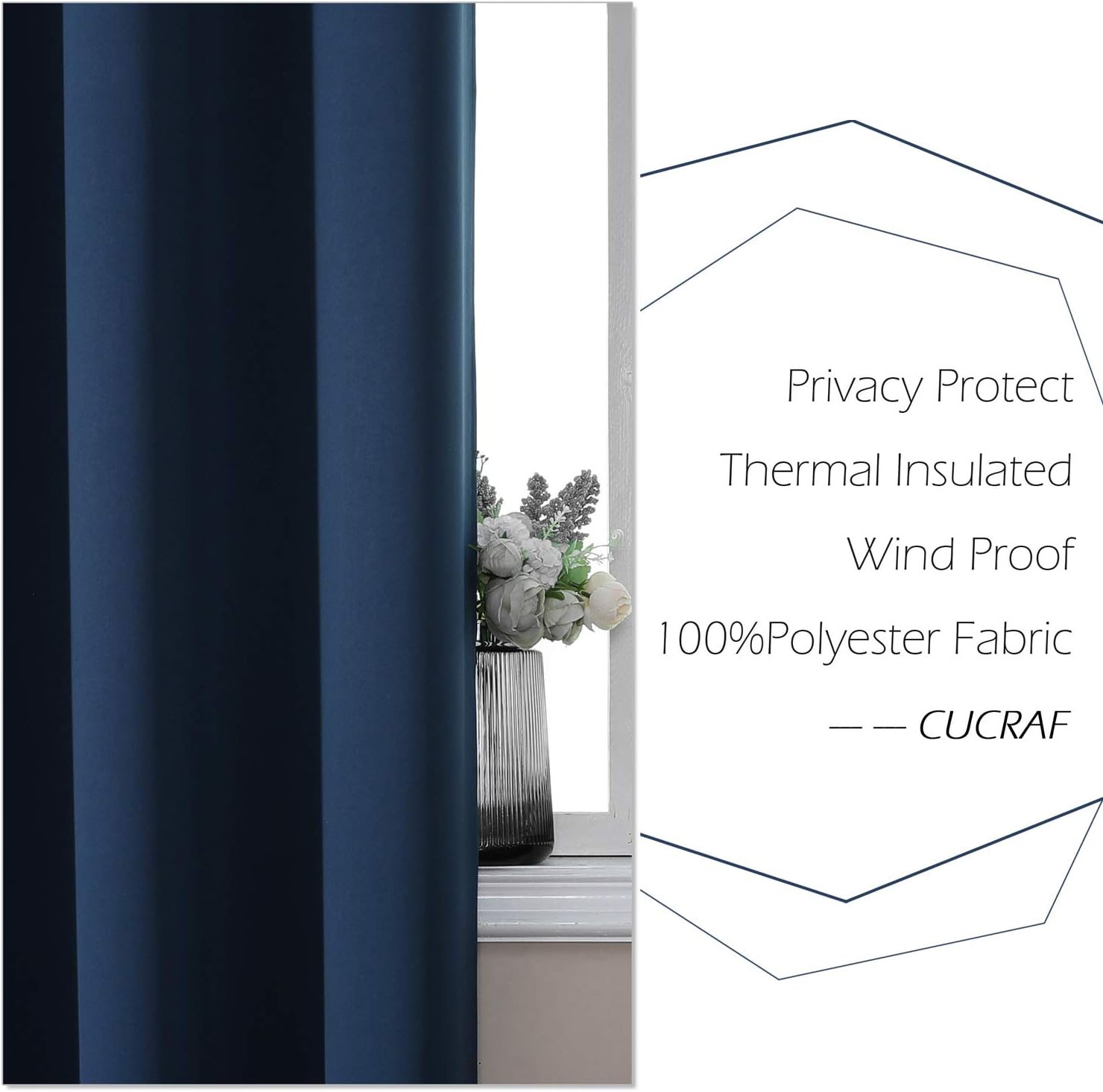 CUCRAF Blackout Room Darkening Grommet Window Curtains for Bedroom,Light Blocking Drapes for Living Room 84 inch Length,Set of 2 Panels (52 x 84 Inch, Navy Blue): Kitchen & Dining