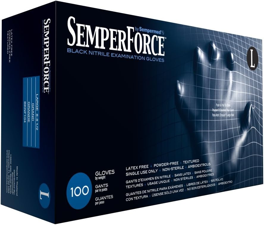 Black Nitrile- Small 6.5mil Heavy Duty Examination Powder-Free Gloves, 100 Pack- by Proskin Industries